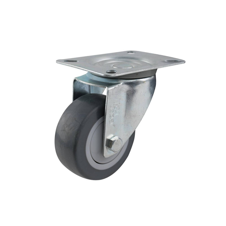 Easyroll 80mm Grey Rubber Swivel Plate I4 Series Castor 80kg
