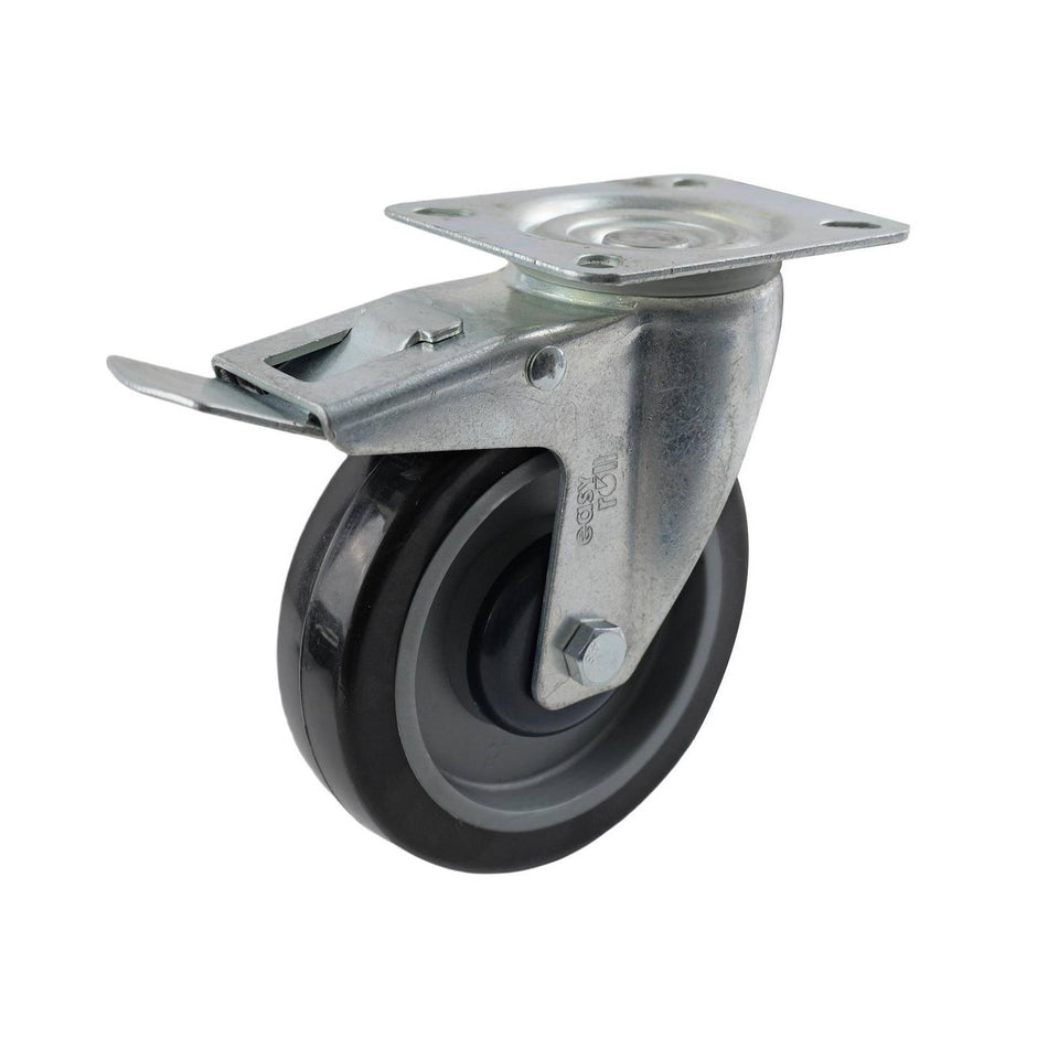 Easyroll 125mm Urethane Swivel Plate Brake I4 Series Castor 125kg