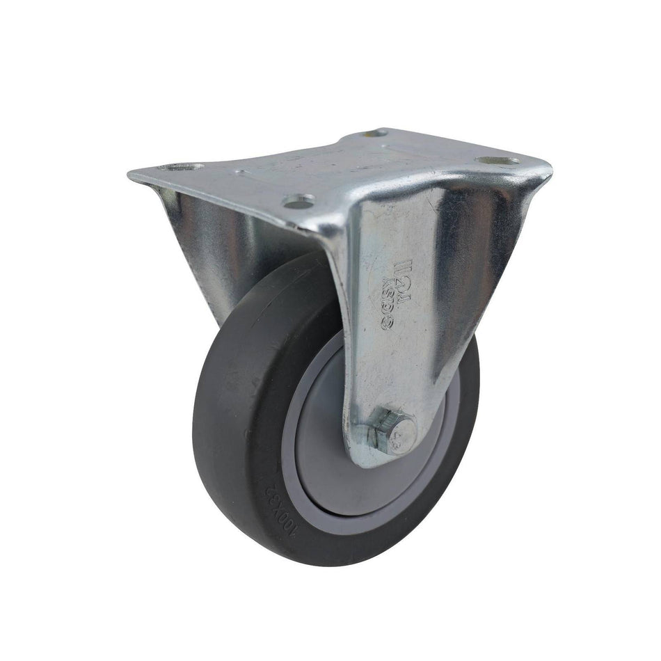 Easyroll 100mm Grey Rubber Fixed Plate I4 Series Castor 100kg