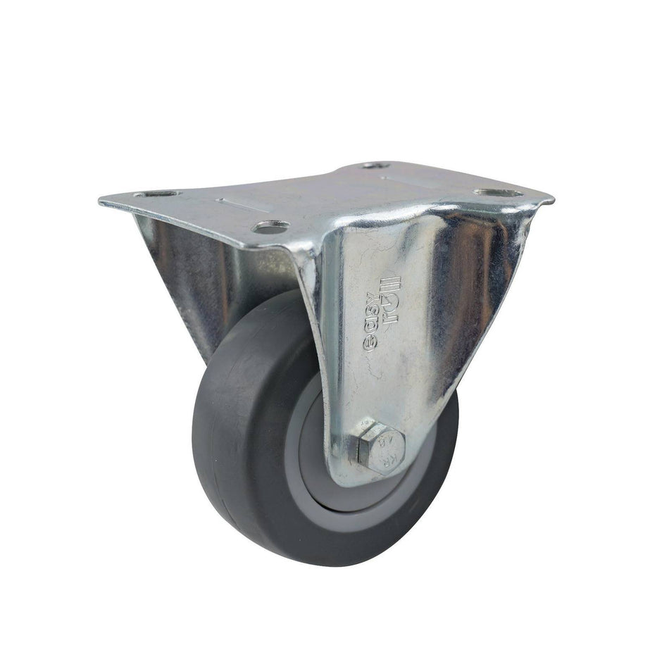Easyroll 80mm Grey Rubber Fixed Plate I4 Series Castor 80kg