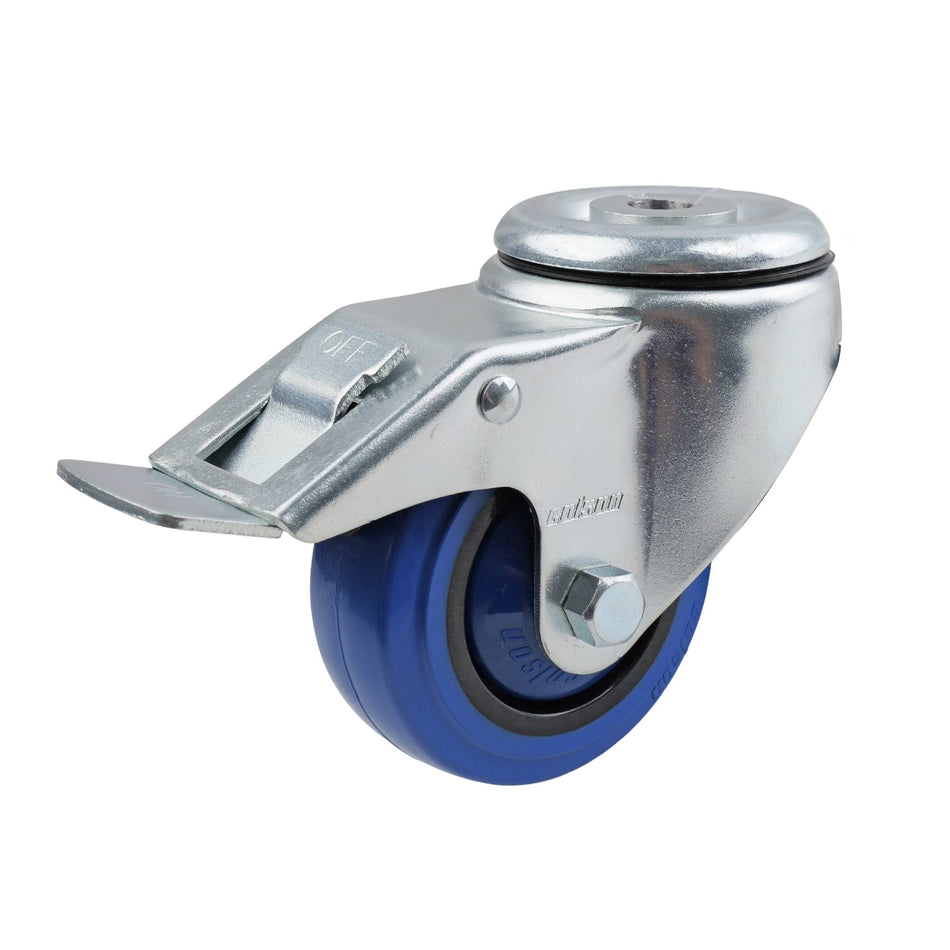 Colson 80mm Blue Rubber Bolt Hole Brake I6 Series Castor 90kg