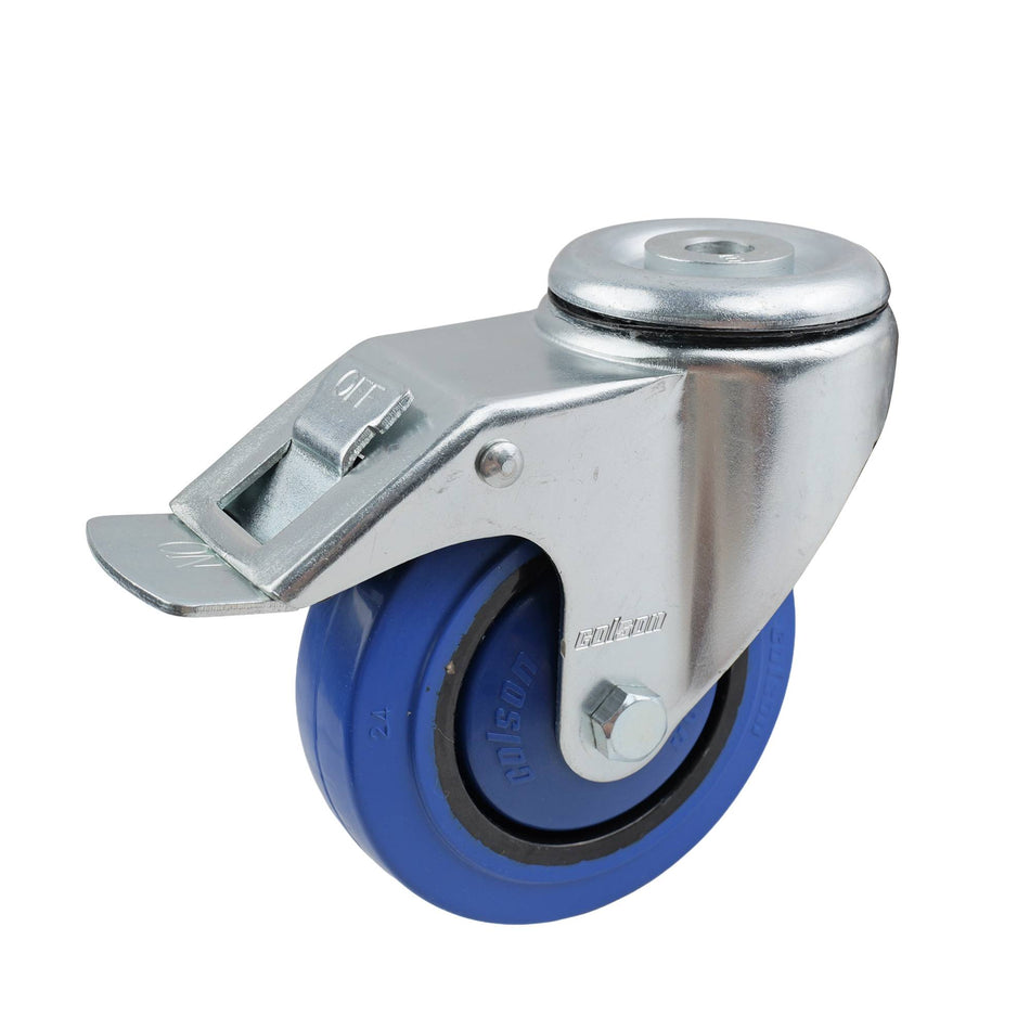 Colson 100mm Blue Rubber Bolt Hole Brake I6 Series Castor 140kg