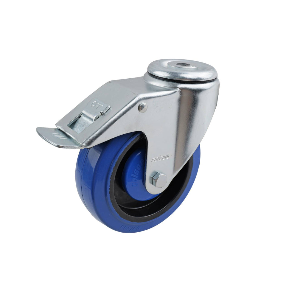 Colson 125mm Blue Rubber Bolt Hole Brake I6 Series Castor 180kg