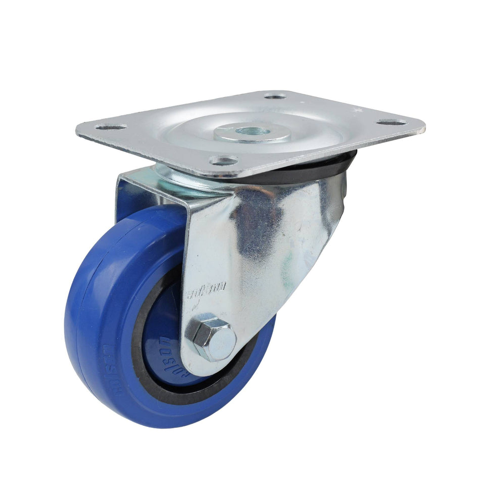 Colson 80mm Blue Rubber Swivel Plate I6 Series Castor 90kg
