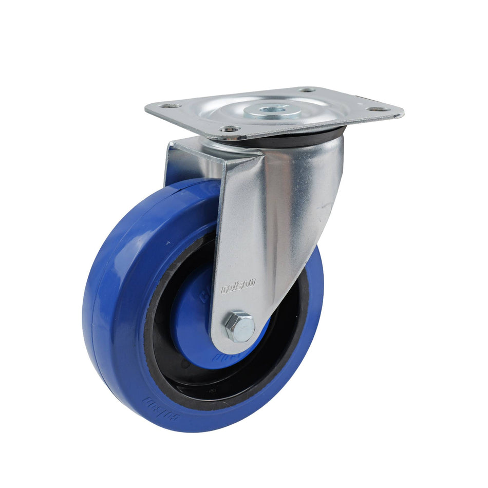 Colson 125mm Blue Rubber Swivel Plate I6 Series Castor 180kg