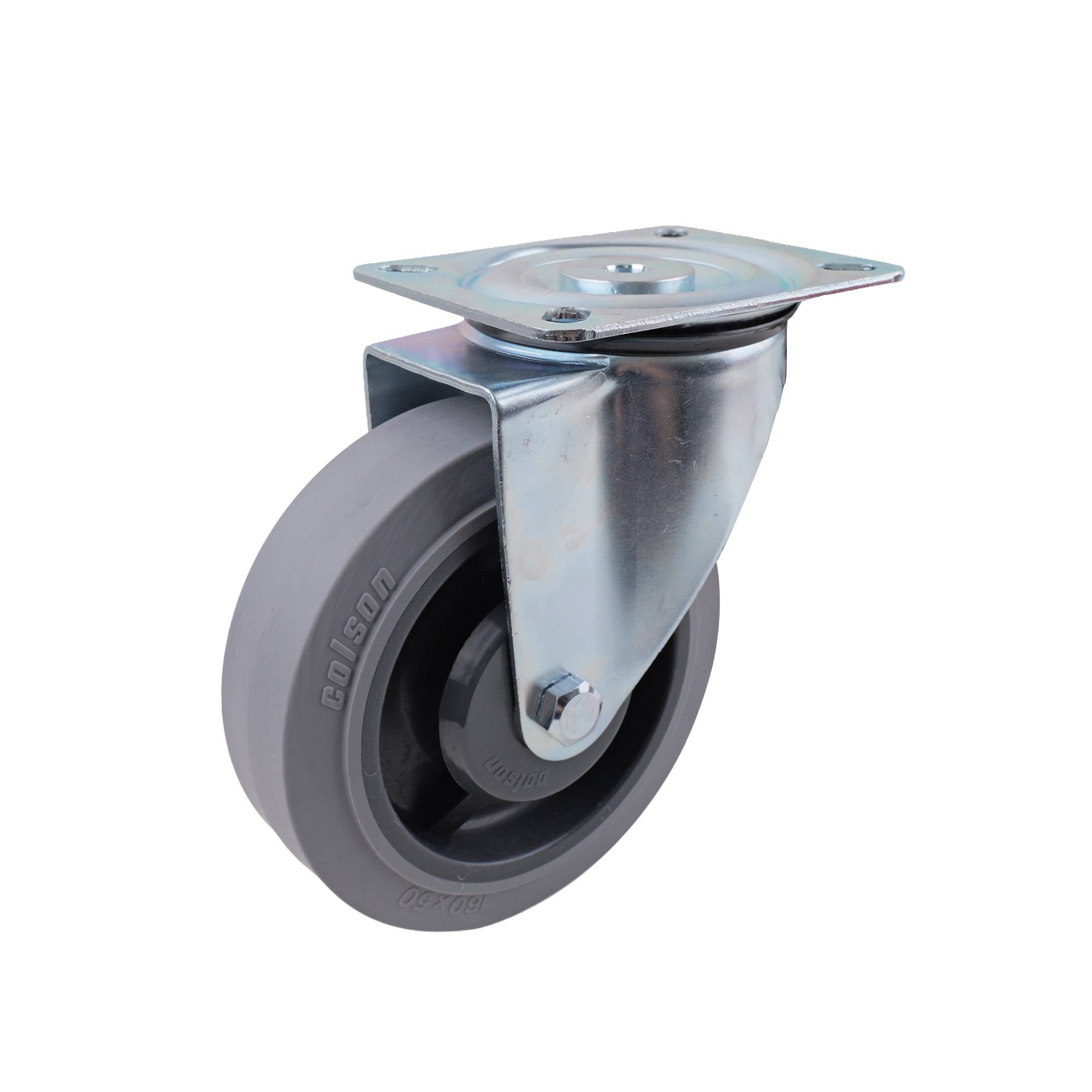 Colson 160mm Grey Performa Rubber Swivel Plate I6 Series Castor 225kg ...