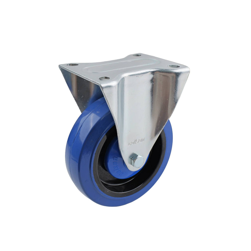 Colson 125mm Blue Rubber Fixed Plate I6 Series Castor 180kg