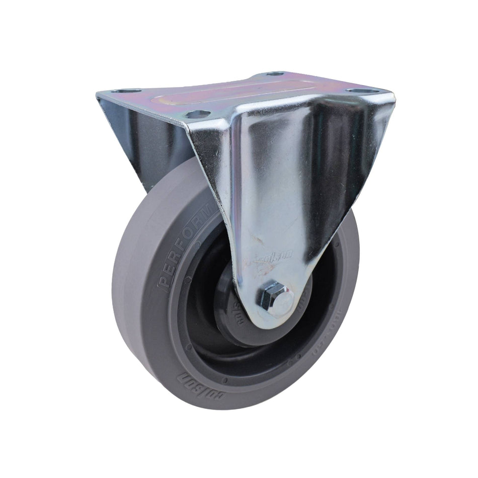 Colson 160mm Grey Performa Rubber Fixed Plate I6 Series Castor 225kg