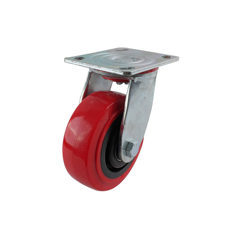 Easyroll 125mm Red Urethane Swivel Plate J2 Series Castor 340kg