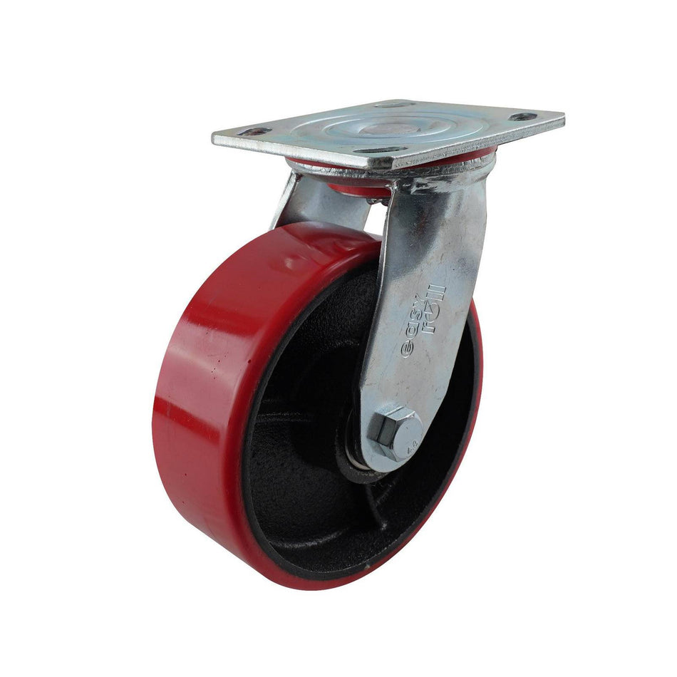 Easyroll 150mm Urethane Cast Iron Swivel Plate J2 Series Castor 410kg