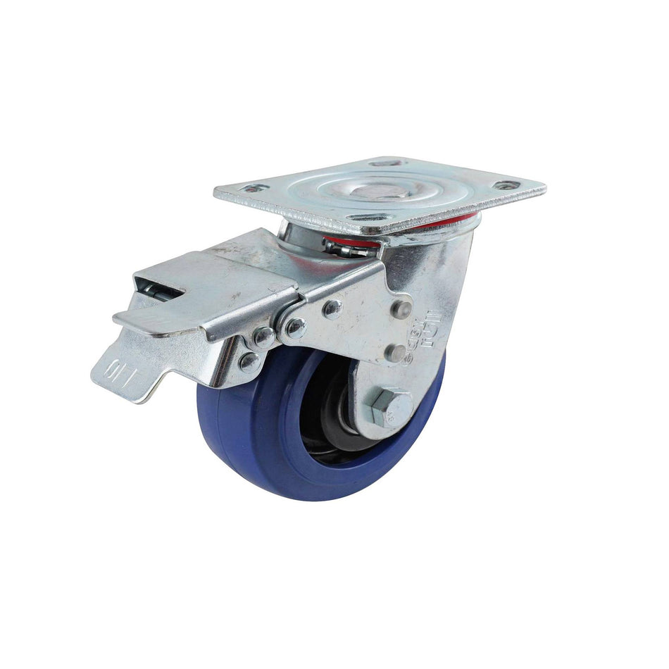 Easyroll 100mm Blue Rubber Swivel Plate Brake J2 Series Castor 200kg