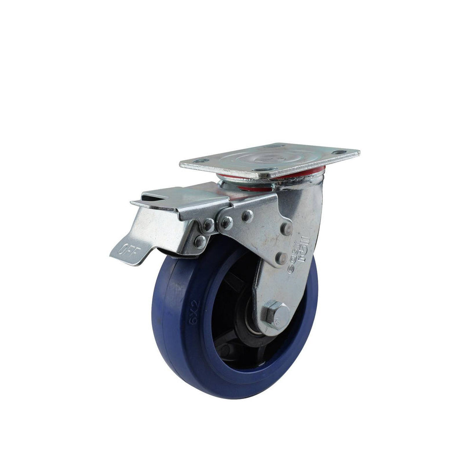 Easyroll 150mm Rubber Swivel Plate Brake J2 Series Castor 300kg