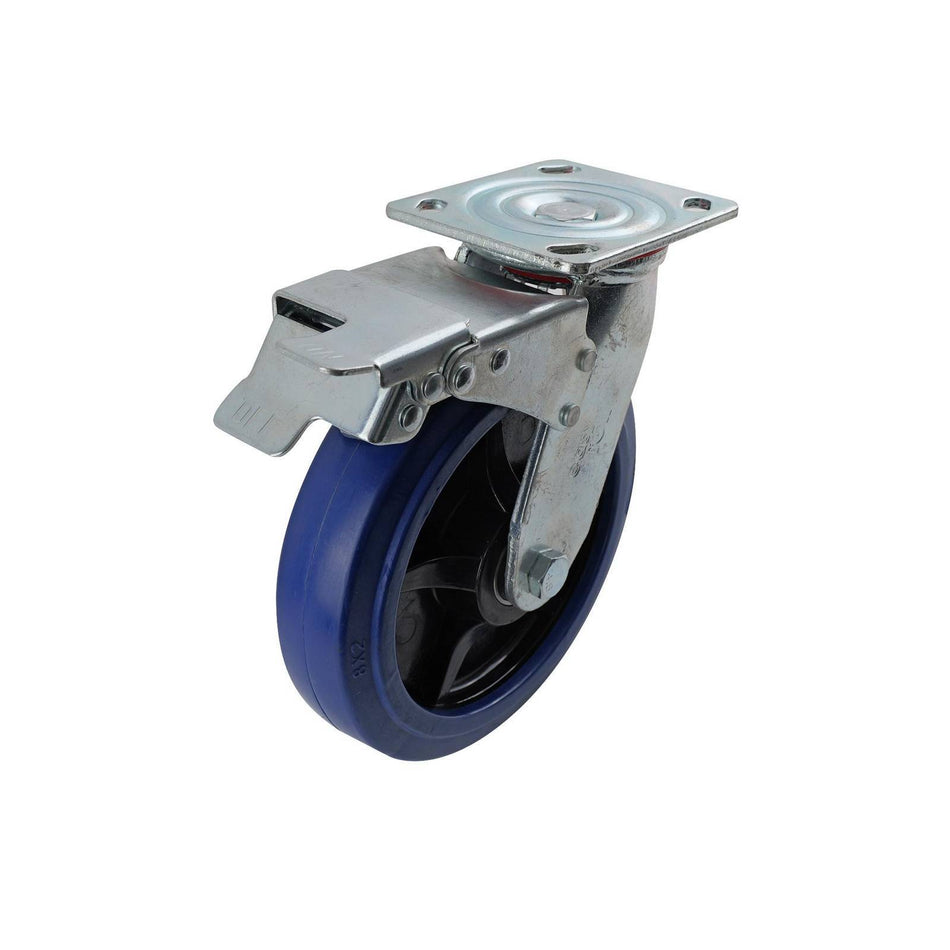 Easyroll 200mm Rubber Swivel Plate Brake J2 Series Castor 400kg