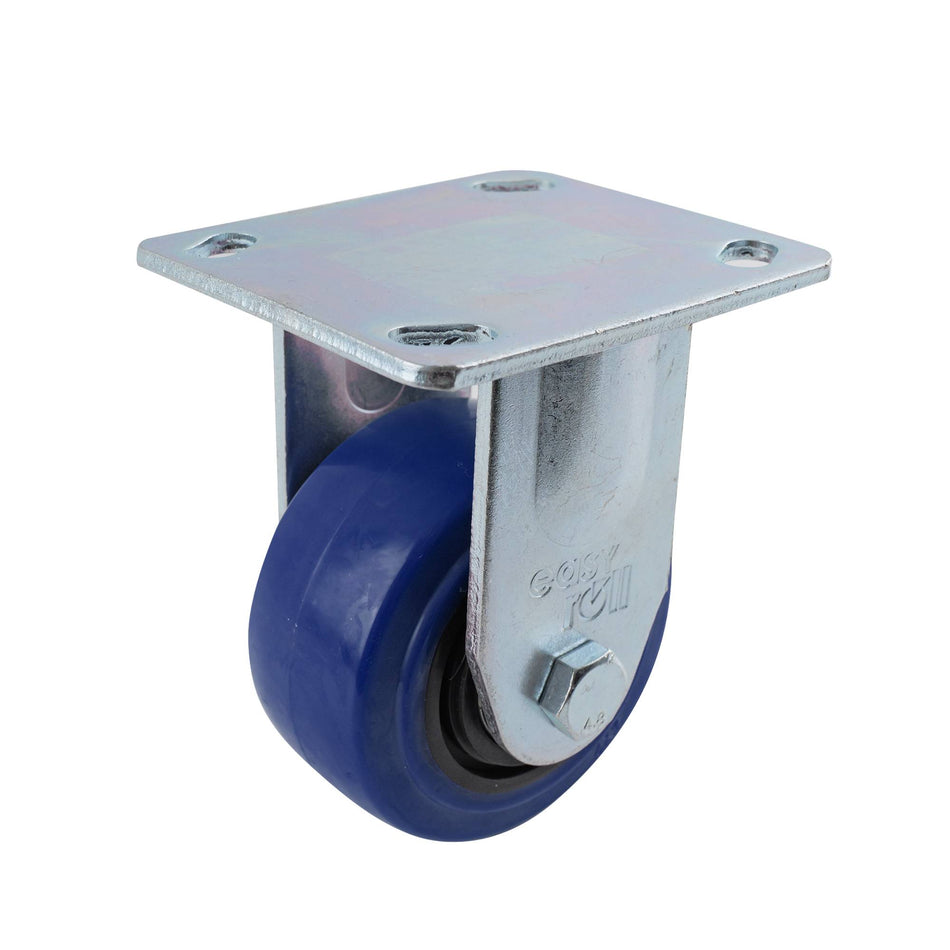 Easyroll 100mm Blue Rubber Fixed Plate J2 Series Castor 200kg