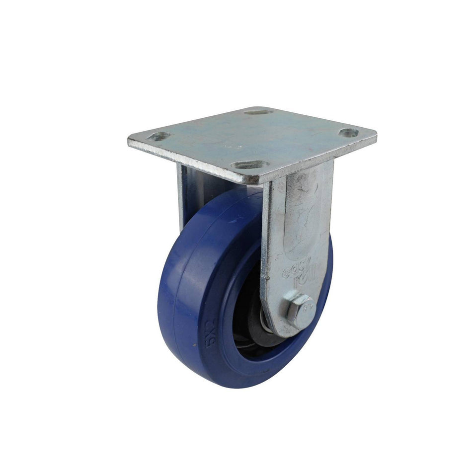 Easyroll 125mm Blue Rubber Fixed Plate J2 Series Castor 240kg