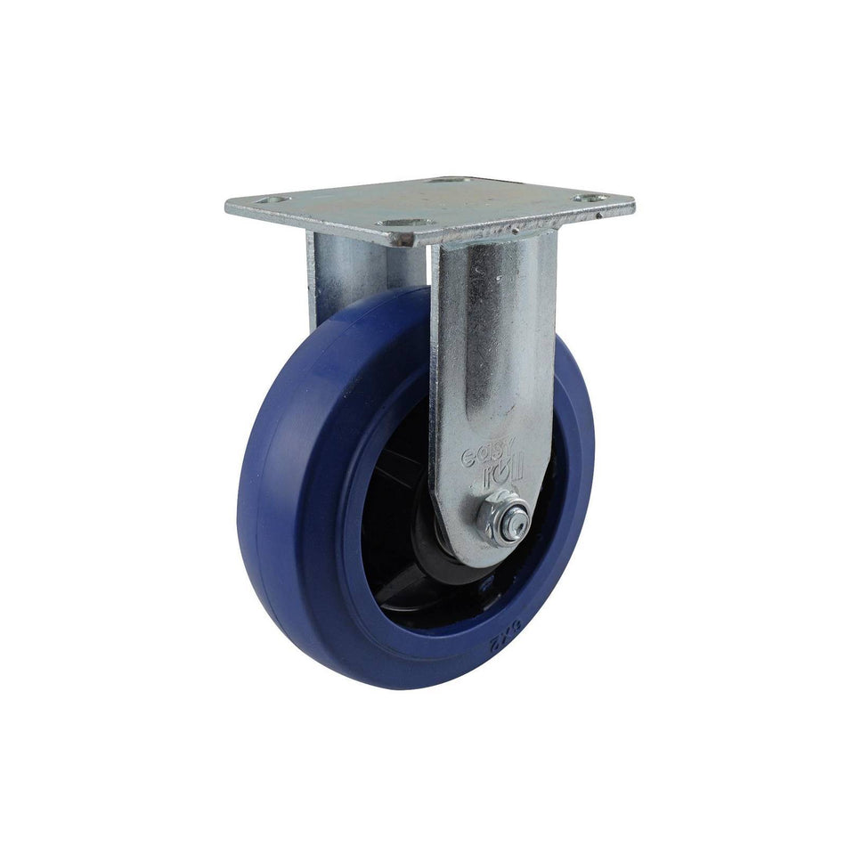Easyroll 150mm Blue Rubber Fixed Plate J2 Series Castor 300kg