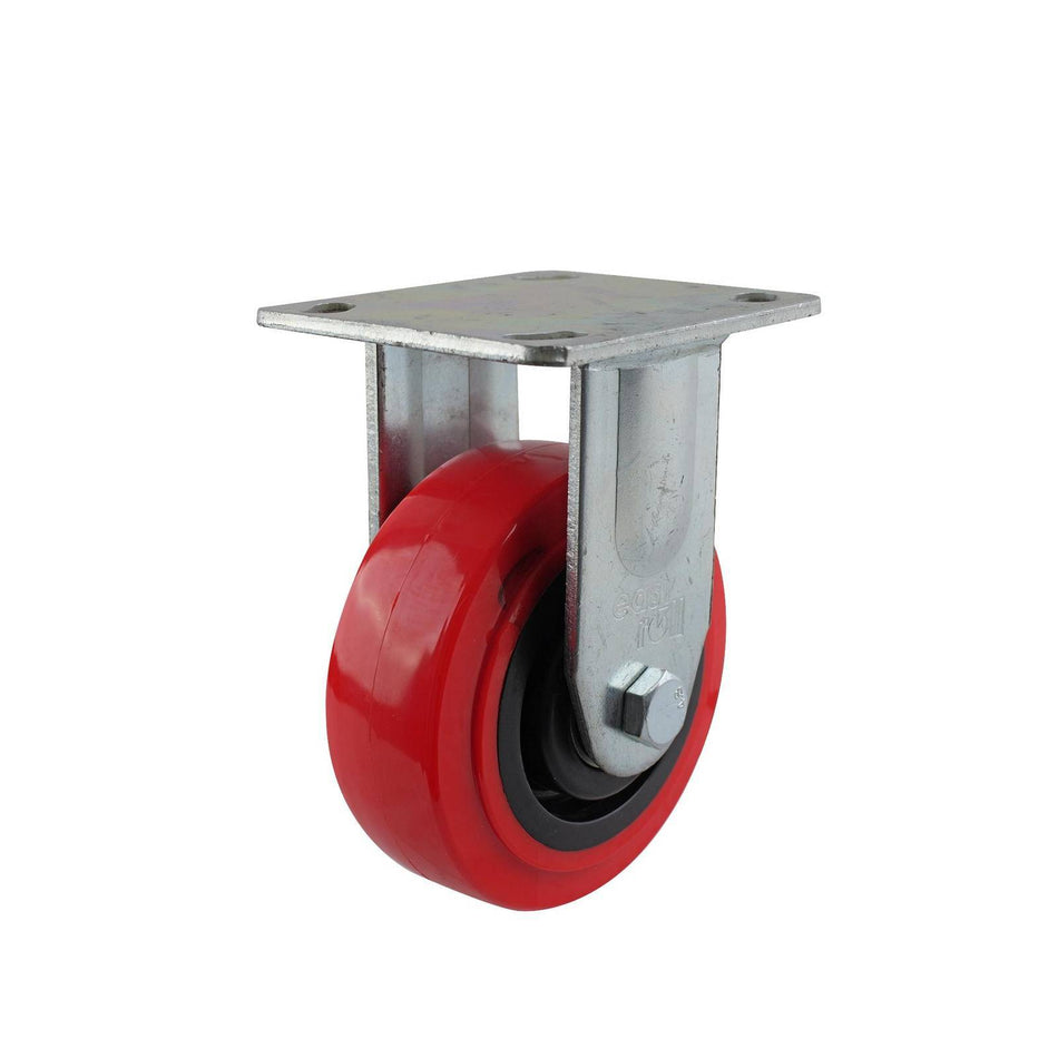Easyroll 125mm Red Urethane Fixed Plate J2 Series Castor 340kg