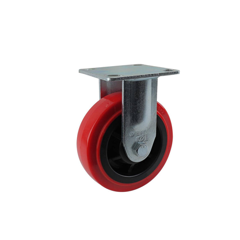 Easyroll 150mm Red Urethane Fixed Plate J2 Series Castor 410kg