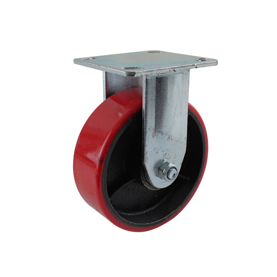 Easyroll 150mm Urethane Cast Iron Fixed Plate J2 Series Castor 410kg