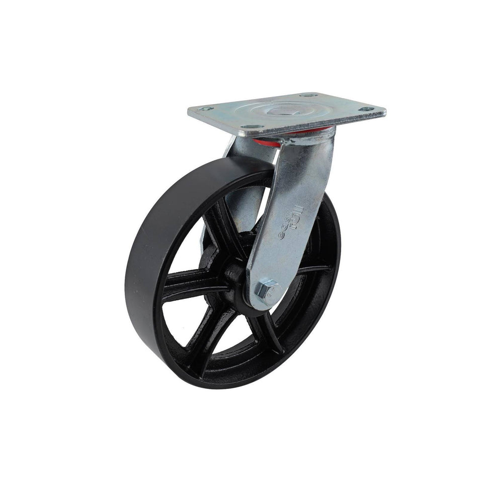 Easyroll 200mm Cast Iron Swivel Plate J3 Series Castor 600kg