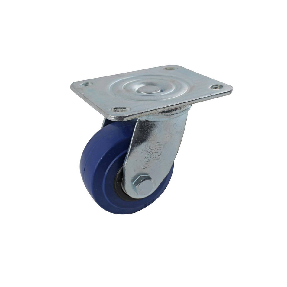 Easyroll 100mm Blue Rubber Swivel Plate J3 Series Castor 200kg