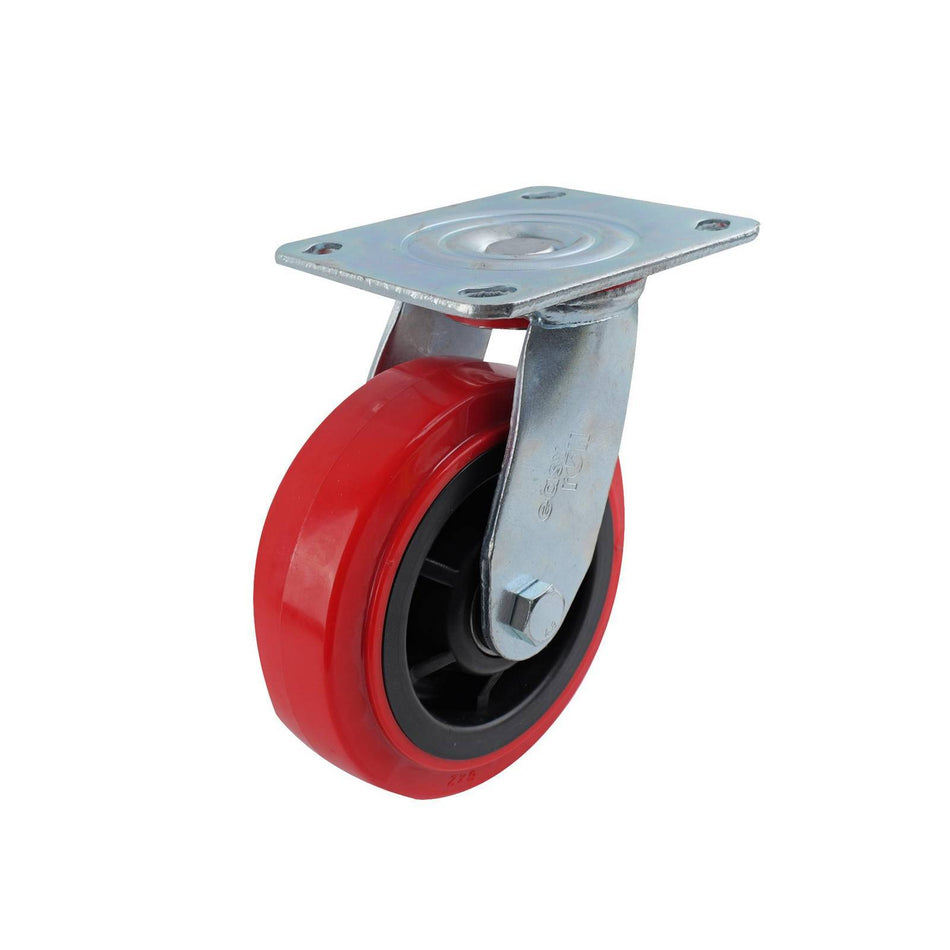 Easyroll 150mm Red Urethane Swivel Plate J3 Series Castor 410kg
