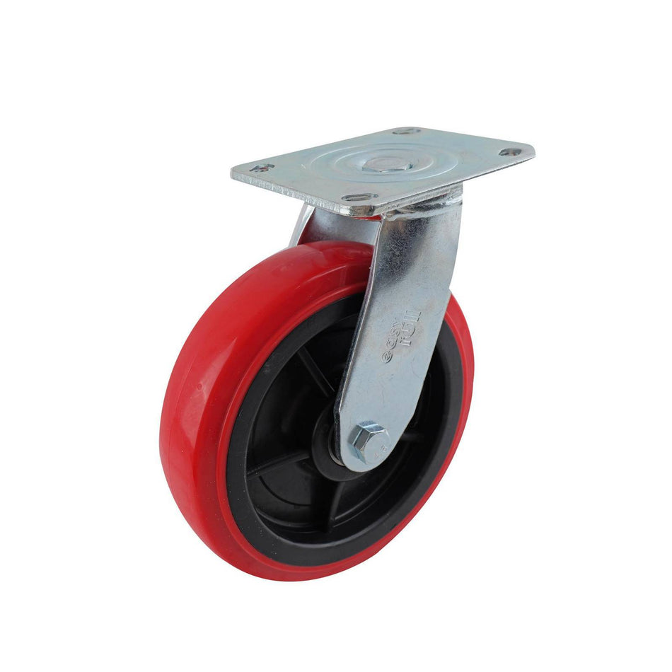 Easyroll 200mm Red Urethane Swivel Plate J3 Series Castor 400kg