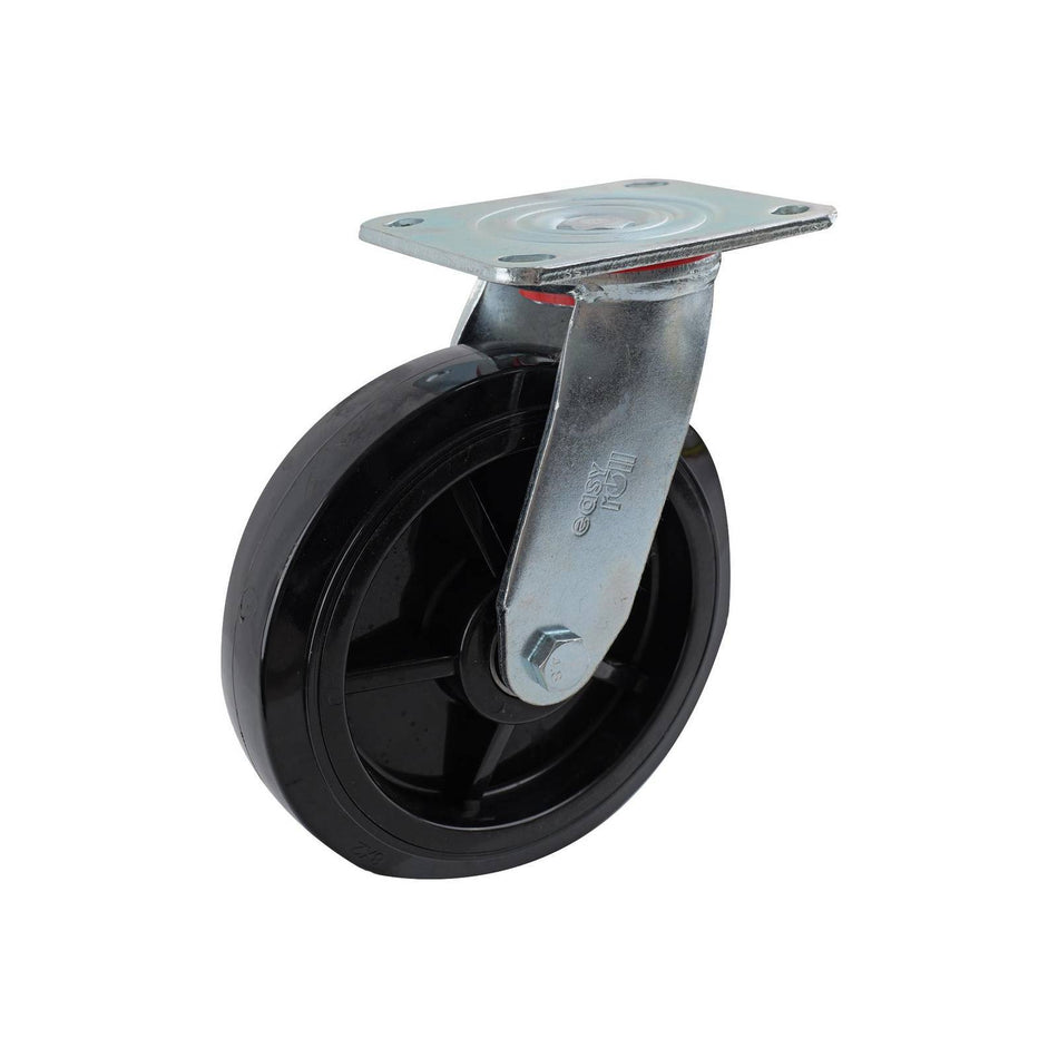 Easyroll 200mm Black Nylon Swivel Plate J3 Series Castor 600kg