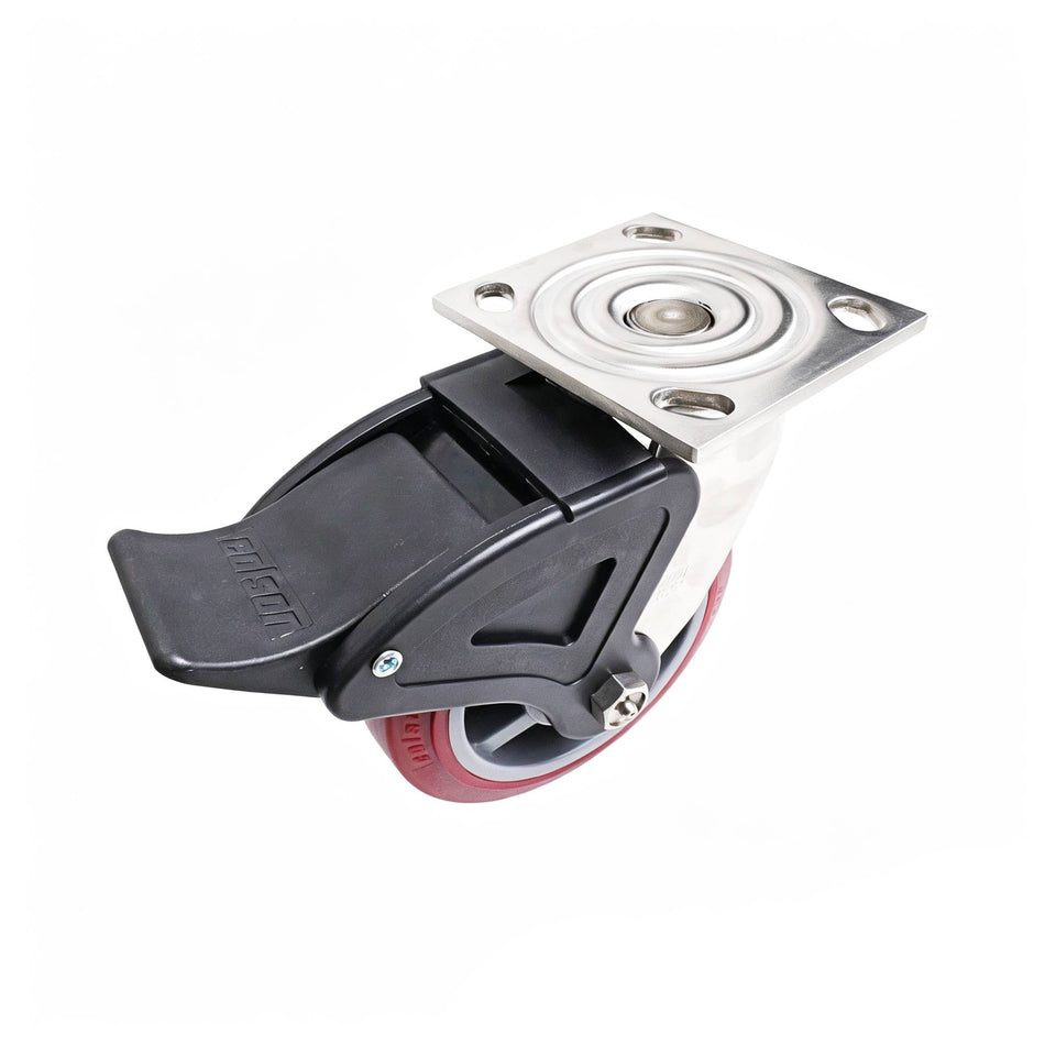 Colson 150mm HT Polyurethane Wheel Swivel Brake Plate Stainless J3 Series Castor 410kg