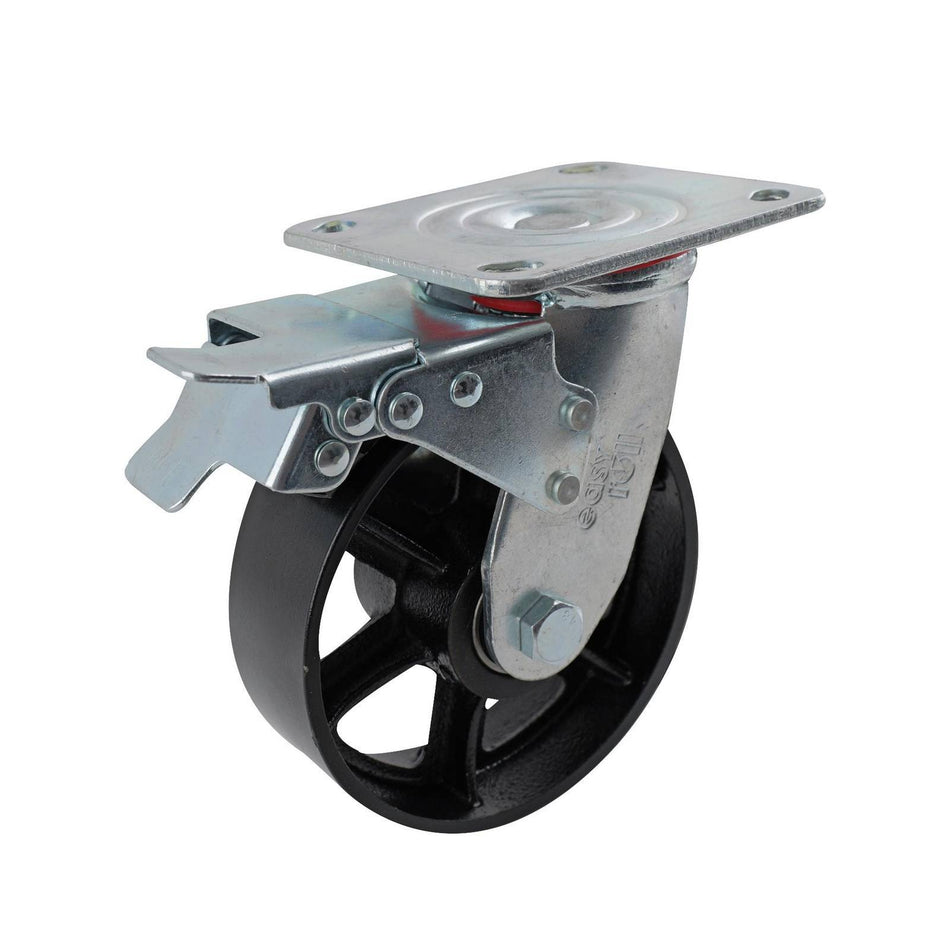 Easyroll 150mm Cast Iron Swivel Plate Brake J3 Series Castor 410kg