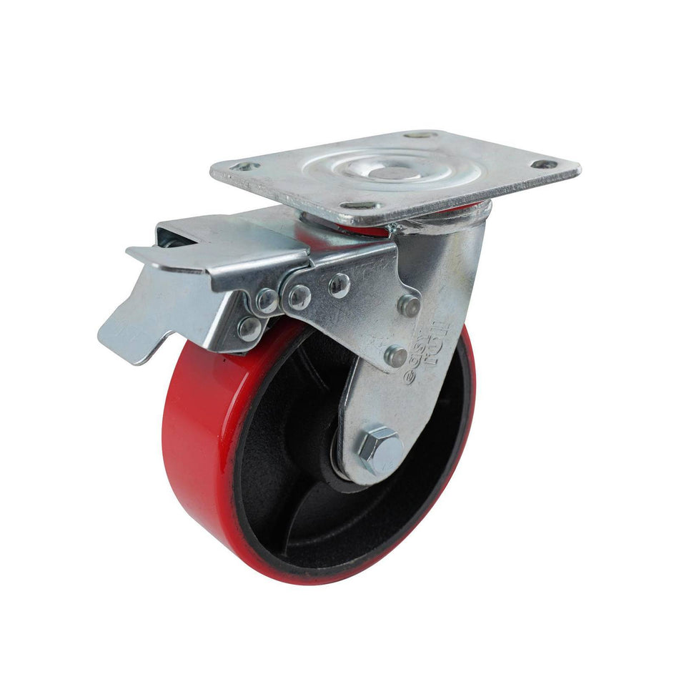 Easyroll 150mm Urethane Cast Iron Swivel Plate Brake J3 Series Castor 410kg