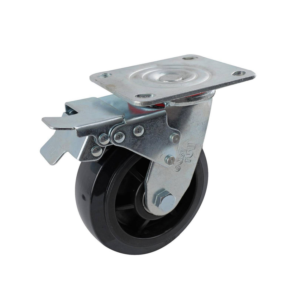 Easyroll 150mm Black Nylon Swivel Plate Brake J3 Series Castor 410kg