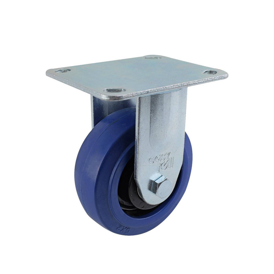 Easyroll 125mm Blue Rubber Fixed Plate J3 Series Castor 240kg