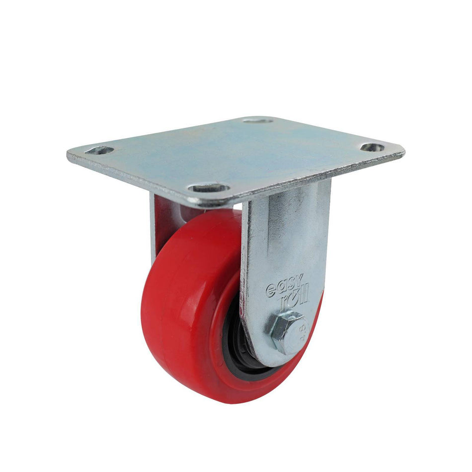 Easyroll 100mm Red Urethane Fixed Plate J3 Series Castor 280kg