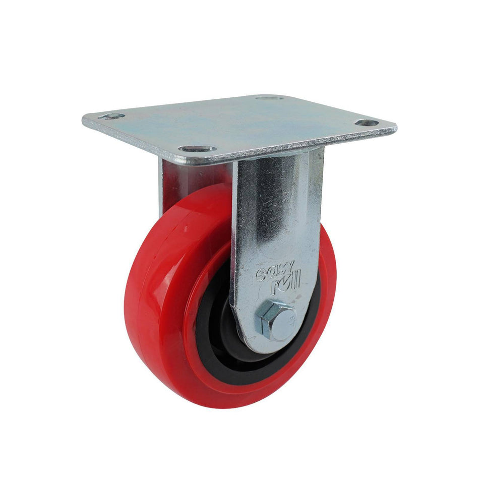 Easyroll 125mm Red Urethane Fixed Plate J3 Series Castor 340kg