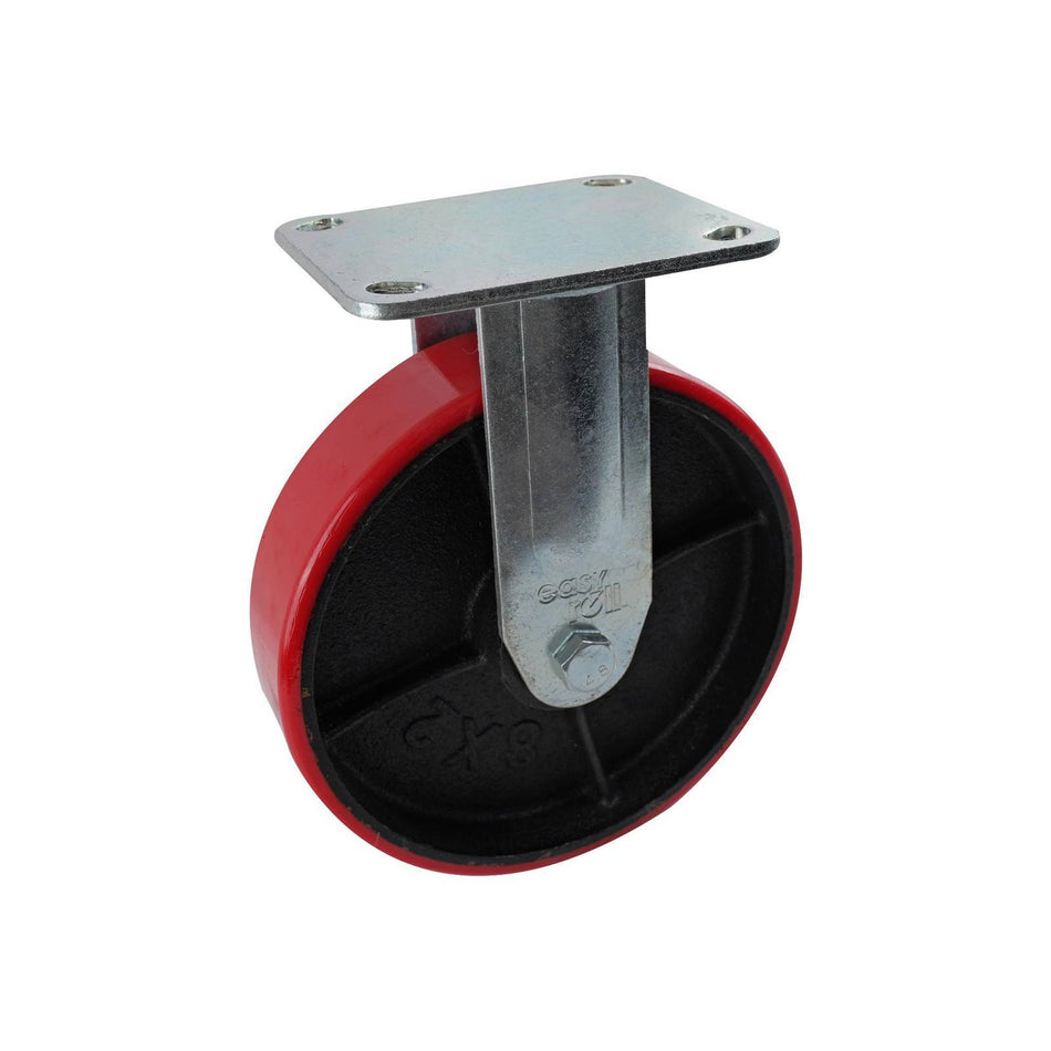 Easyroll 200mm Urethane Cast Iron Fixed Plate J3 Series Castor 600kg