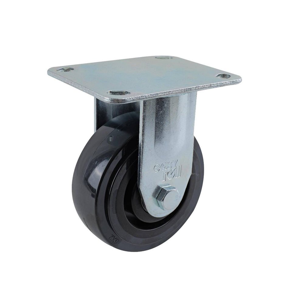 Easyroll 125mm Black Nylon Fixed Plate J3 Series Castor 410kg