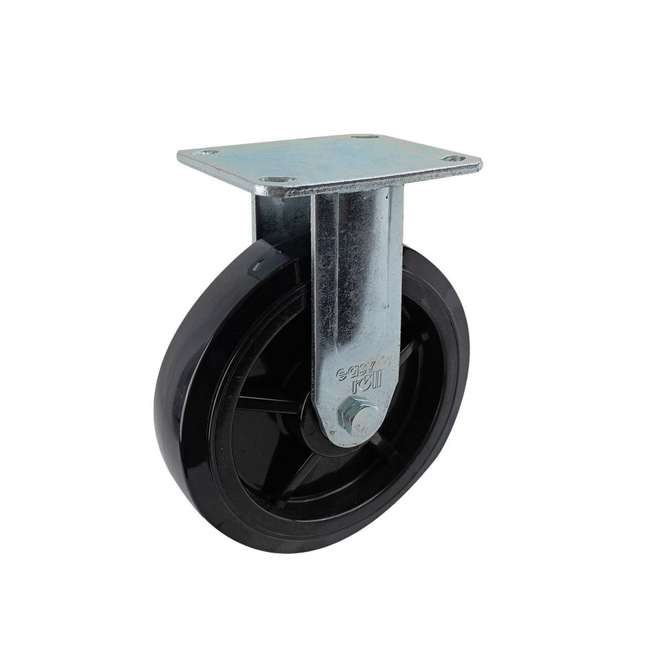 Easyroll 200mm Black Nylon Fixed Plate J3 Series Castor 600kg