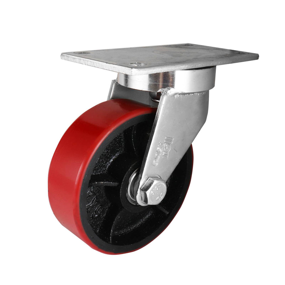Easyroll 150mm Urethane Cast Iron Swivel Plate J7 Series Castor 600kg
