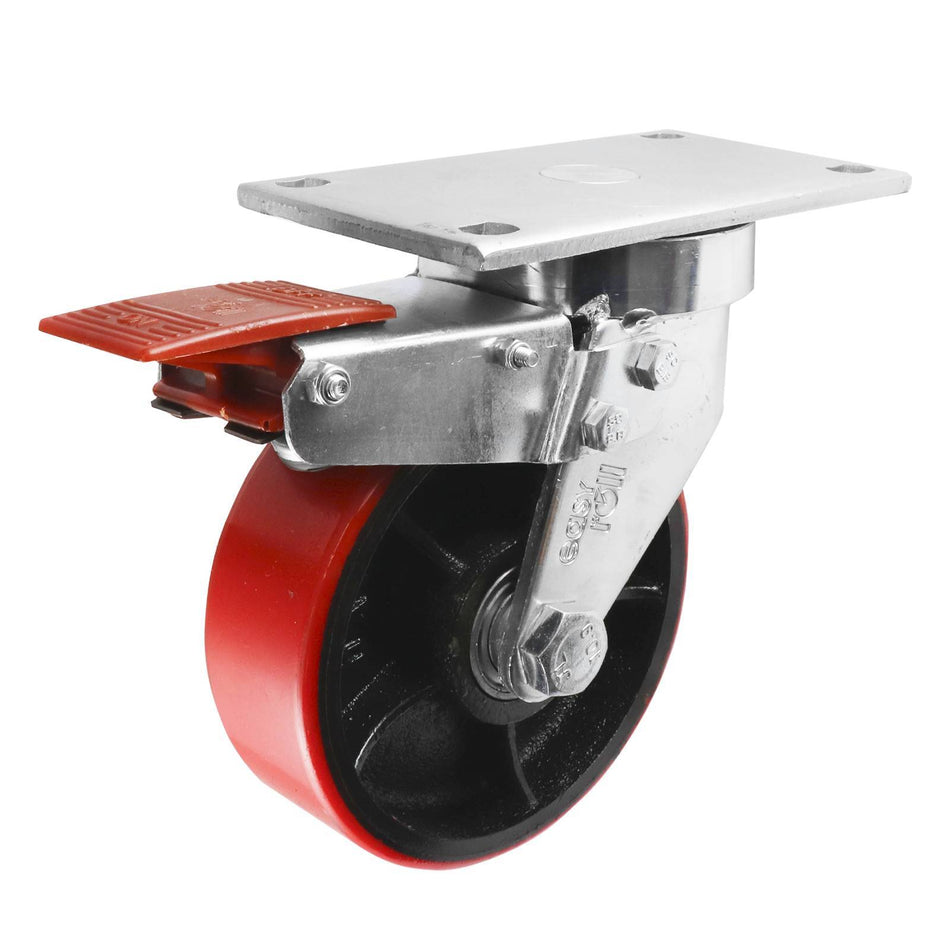Easyroll 150mm Urethane Cast Iron Swivel Plate J7 Series Castor 600kg