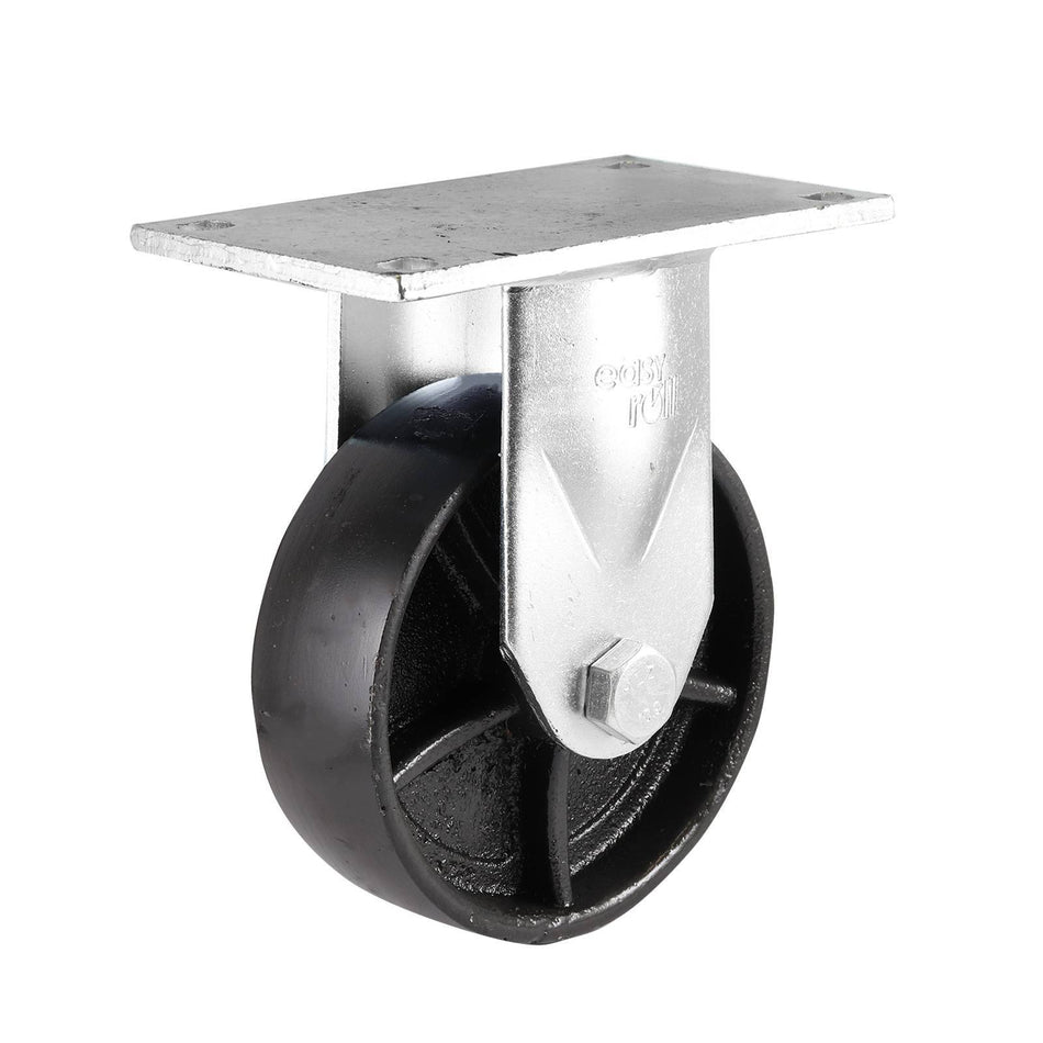 Easyroll 150mm Cast Iron Fixed Plate J7 Series Castor 600kg