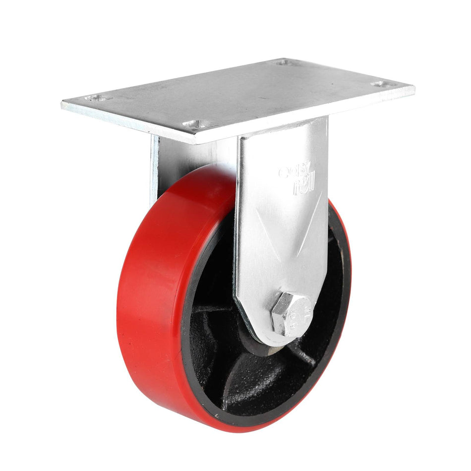 Easyroll 150mm Urethane Cast Iron Fixed Plate J7 Series Castor 600kg
