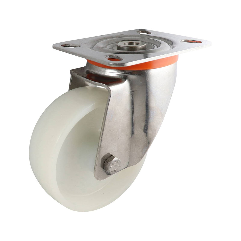 Easyroll 100mm White Nylon Swivel Plate S5 Series Castor 220kg