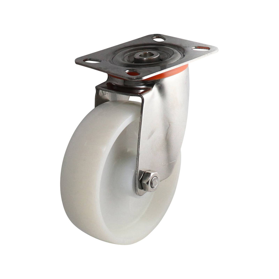 Easyroll 125mm White Nylon Swivel Plate S5 Series Castor 230kg