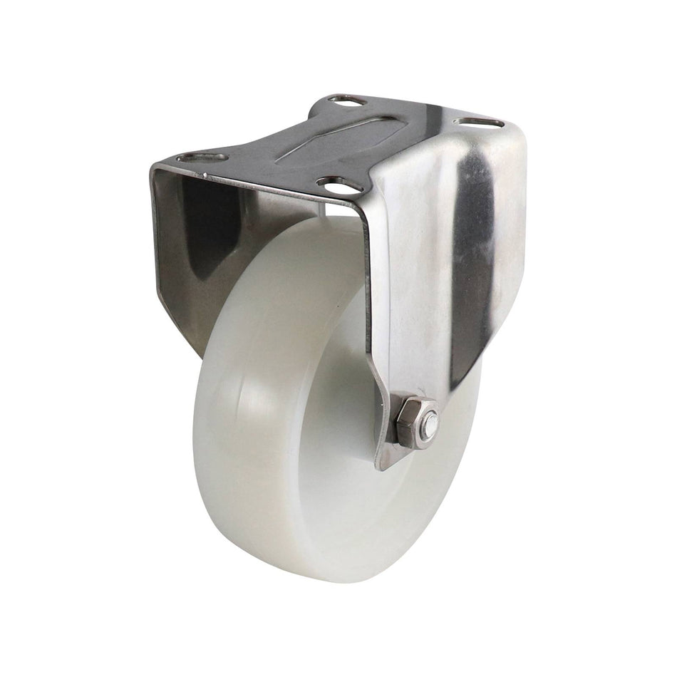 Easyroll 125mm White Nylon Fixed Plate S5 Series Castor 230kg