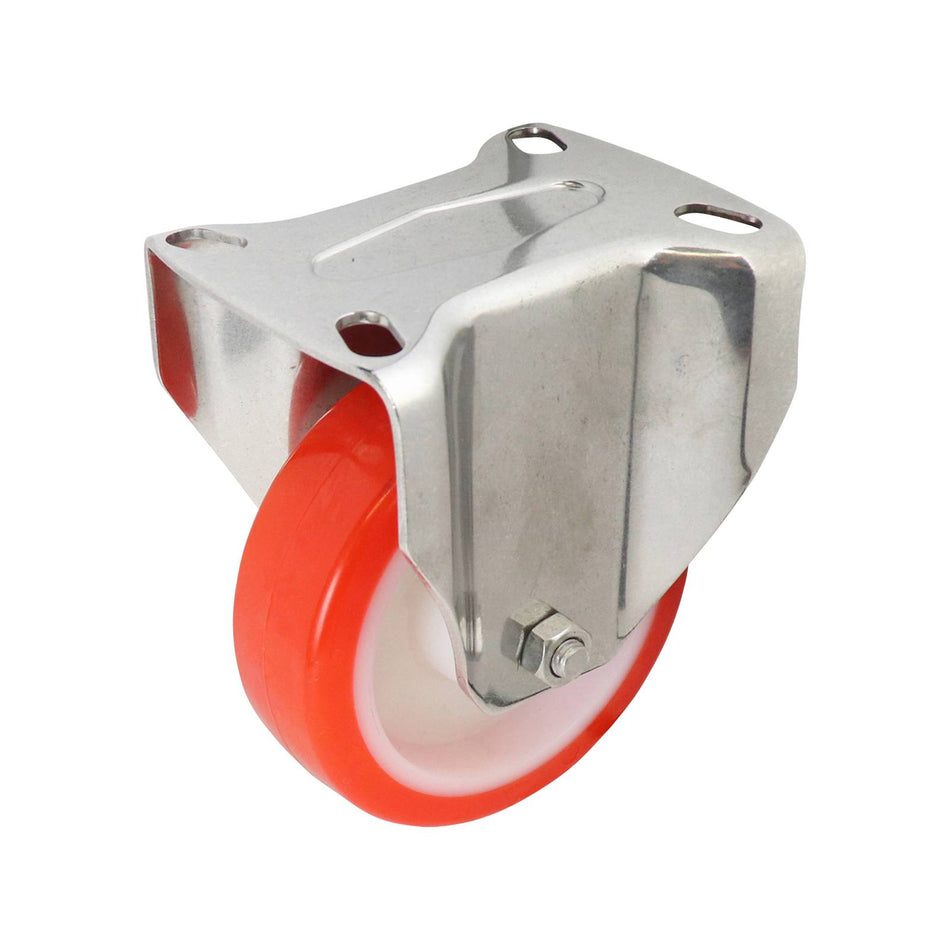 Easyroll 100mm Red Urethane Fixed Plate S5 Series Castor 220kg
