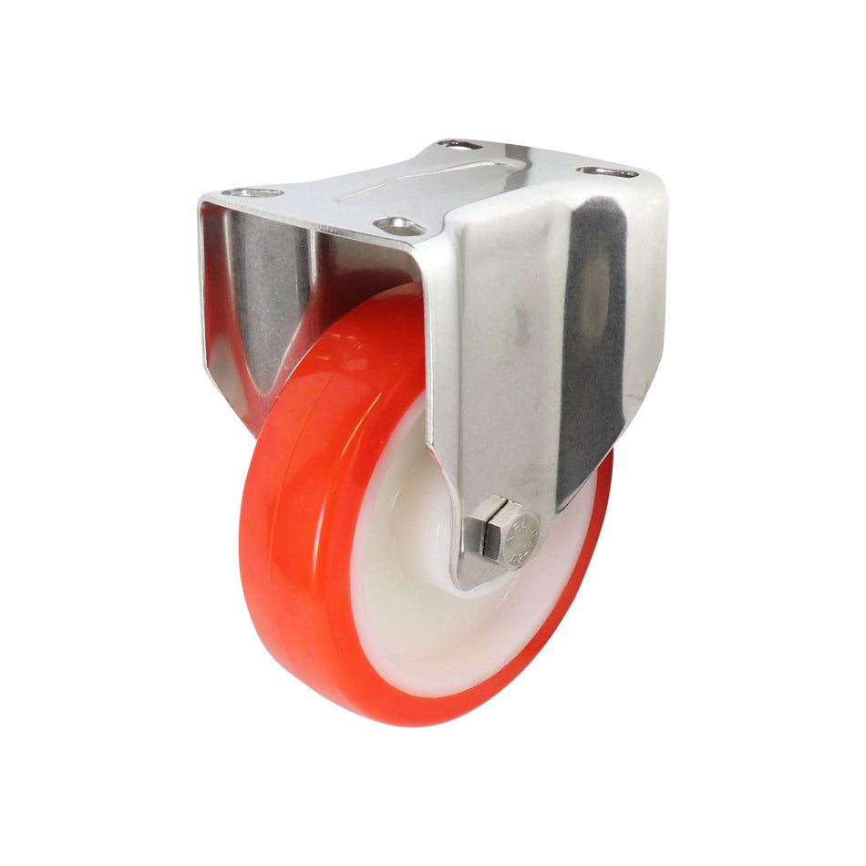 Easyroll 125mm Red Urethane Fixed Plate S5 Series Castor 230kg
