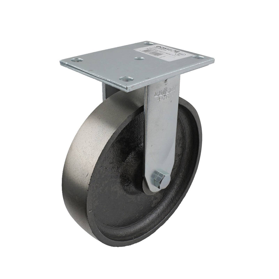 Easyroll 200mm Cast Iron Fixed Plate TF Series Castor 600kg