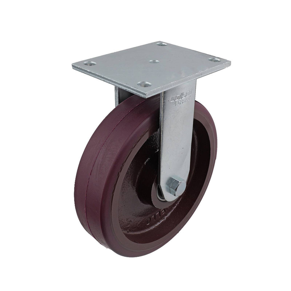 Easyroll 200mm Urethane Cast Iron Fixed Plate TF Series Castor 600kg