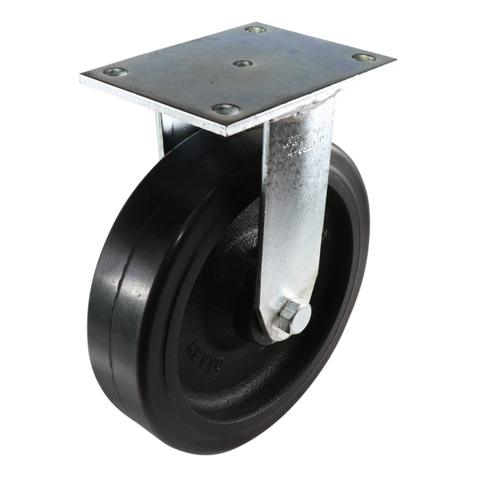Colson 200mm Black Rubber Fixed Plate TF Series Castor 535kg